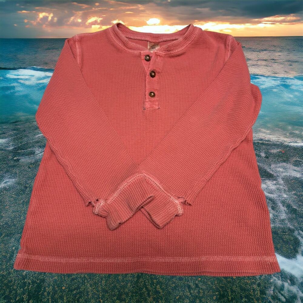 Carter's Boys Shirt Sz 4T Waffle Henley Cotton Long Sleeve Super‎ Comfy